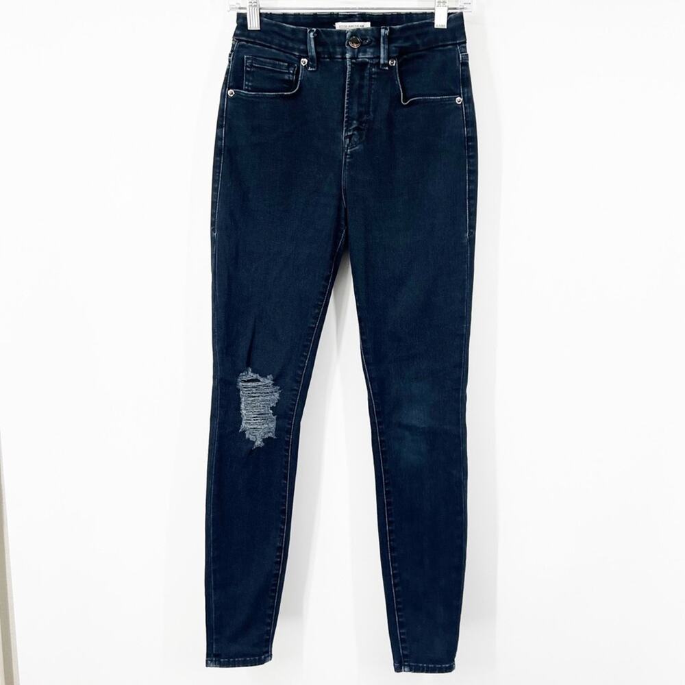 Good American High Rise Good Legs Jeans Distressed
